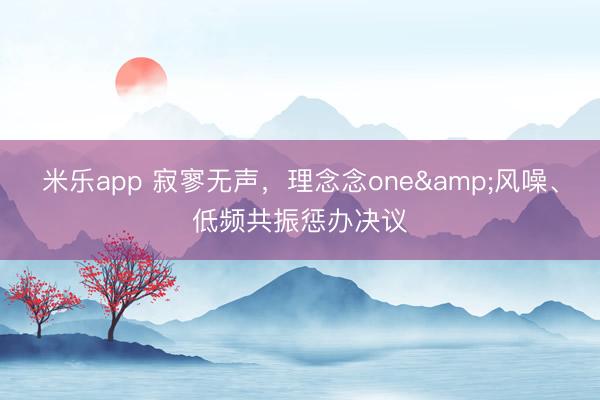 米乐app 寂寥无声，理念念one&风噪、低频共振惩办决议